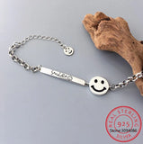 925 Silver Smiling Face Bracelet Happy Expression Gift S-B376
