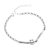 925 Silver Smiling Face Bracelet Happy Expression Gift S-B376