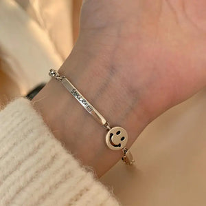 925 Silver Smiling Face Bracelet Happy Expression Gift S-B376