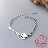 925 Silver Smiling Face Bracelet Happy Expression Gift S-B376
