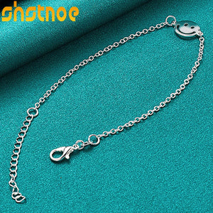 925 Silver Smiling Face Pendant Bracelet for Women
