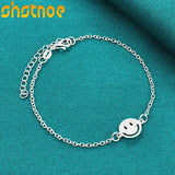 925 Silver Smiling Face Pendant Bracelet for Women