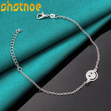 925 Silver Smiling Face Pendant Bracelet for Women