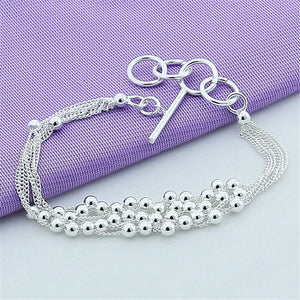925 Sterling Silver Beads Bracelet for Feminine Charm
