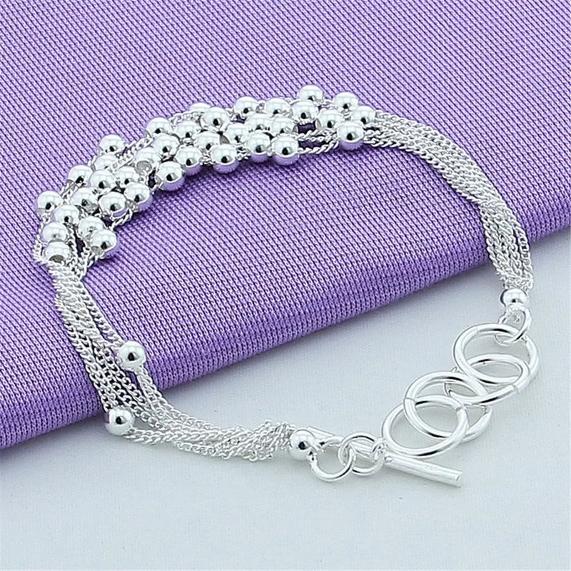 925 Sterling Silver Beads Bracelet for Feminine Charm