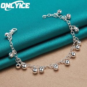 925 Silver Bells Bead Bracelet Chain For Women