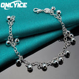 925 Silver Bells Bead Bracelet Chain For Women