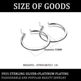 925 Silver Circle 55mm Hoop Earrings Women Lady Charm Wedding Jewelry