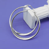 925 Silver Circle 55mm Hoop Earrings Women Lady Charm Wedding Jewelry