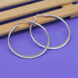 925 Silver Circle 55mm Hoop Earrings Women Lady Charm Wedding Jewelry