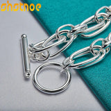 925 Silver Circle Chain Bracelet Women Men Party Gift Charm Jewelry