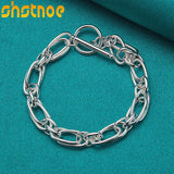 925 Silver Circle Chain Bracelet Women Men Party Gift Charm Jewelry