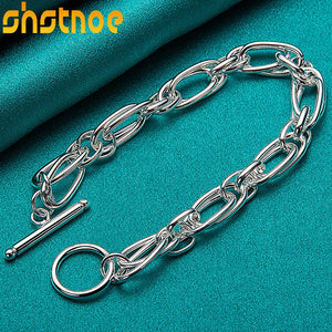 925 Silver Circle Chain Bracelet Women Men Party Gift Charm Jewelry