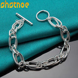 925 Silver Circle Chain Bracelet Women Men Party Gift Charm Jewelry