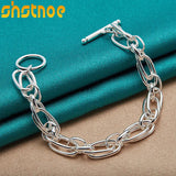 925 Silver Circle Chain Bracelet Women Men Party Gift Charm Jewelry