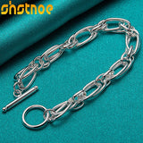 925 Silver Circle Chain Bracelet Women Men Party Gift Charm Jewelry
