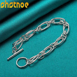 925 Silver Circle Chain Bracelet Women Men Party Gift Charm Jewelry