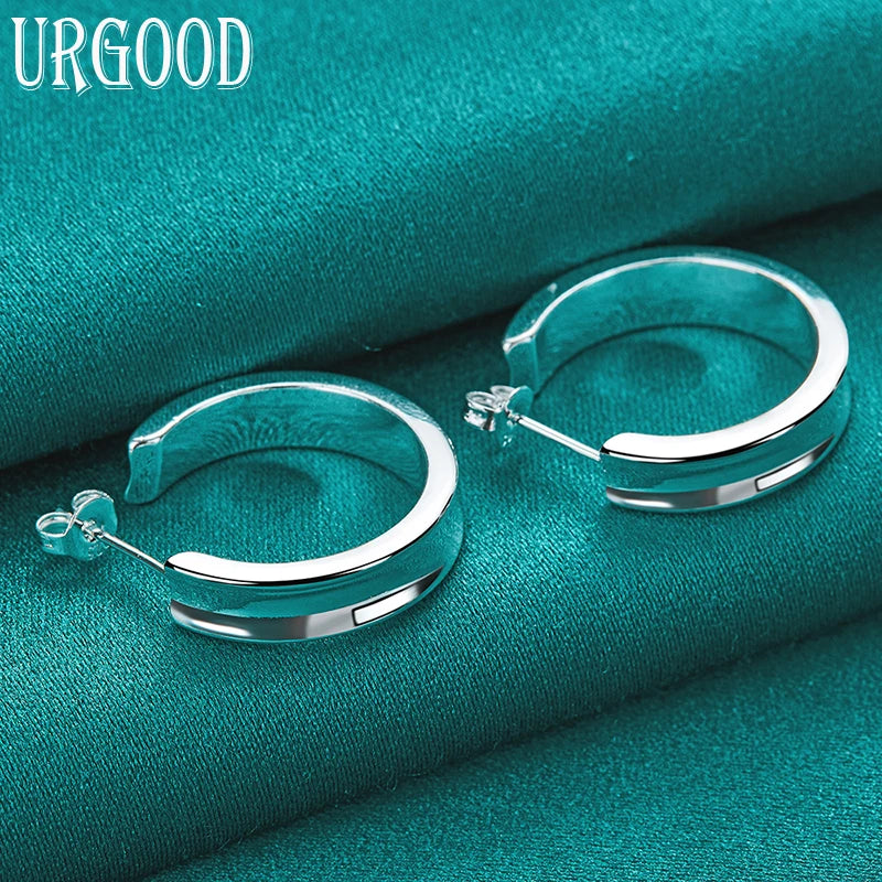 925 Silver Smooth Classic Stud Earrings Wedding Jewelry