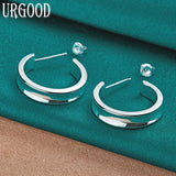 925 Silver Smooth Classic Stud Earrings Wedding Jewelry
