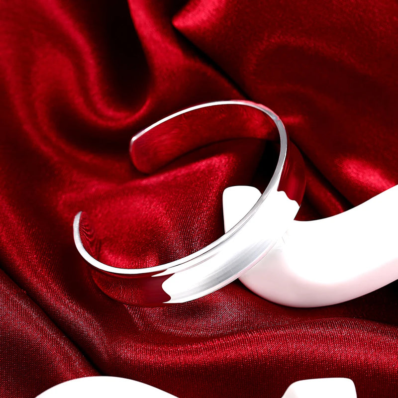 925 Silver Cuff Bangle Bracelet Women Jewelry