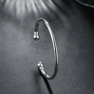 925 Silver Double Bead Bangle Bracelet Wedding Charm Party Jewelry