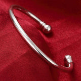 925 Silver Double Bead Bangle Bracelet Wedding Charm Party Jewelry