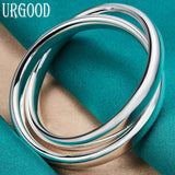 925 Silver Double Circle Bangle Engagement Wedding Jewelry