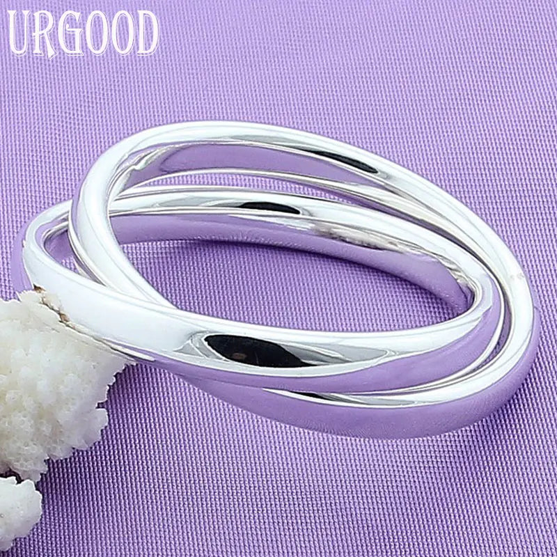 925 Silver Double Circle Bangle Engagement Wedding Jewelry