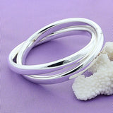 925 Silver Double Circle Bangle Engagement Wedding Jewelry