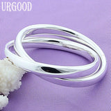 925 Silver Double Circle Bangle Engagement Wedding Jewelry