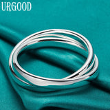 925 Silver Double Circle Bangle Engagement Wedding Jewelry