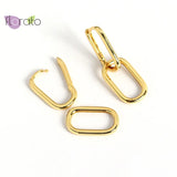 925 Silver Double Oval Hoop Earrings Geometric Metal Jewelry