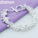 925 Silver Grape Bead Bracelet Chain Women Charm Jewelry