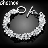 925 Silver Grape Bead Bracelet Chain Women Charm Jewelry