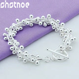 925 Silver Grape Bead Bracelet Chain Women Charm Jewelry