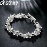 925 Silver Grape Bead Bracelet Chain Women Charm Jewelry