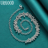 925 Sterling Silver Grape Beads Chain Necklace 18 Inch