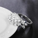 925 Silver Grape Beads Ring For Women Wedding Party Gift Charm Jewelry
