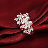 925 Silver Grape Beads Ring For Women Wedding Party Gift Charm Jewelry