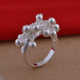 925 Silver Grape Beads Ring For Women Wedding Party Gift Charm Jewelry