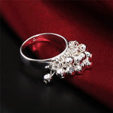 925 Silver Grape Beads Ring For Women Wedding Party Gift Charm Jewelry