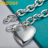925 Sterling Silver Heart Photo Frame Chain Bracelet Wedding Gift