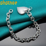 925 Sterling Silver Heart Photo Frame Chain Bracelet Wedding Gift