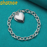 925 Sterling Silver Heart Photo Frame Chain Bracelet Wedding Gift