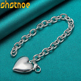 925 Sterling Silver Heart Photo Frame Chain Bracelet Wedding Gift