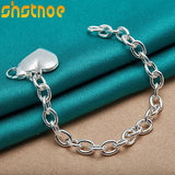 925 Sterling Silver Heart Photo Frame Chain Bracelet Wedding Gift