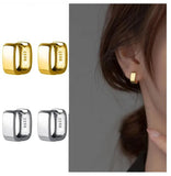 925 Sterling Silver Smooth Hoop Earrings Geometric Punk Fine Jewelry