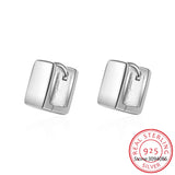 925 Sterling Silver Smooth Hoop Earrings Geometric Punk Fine Jewelry