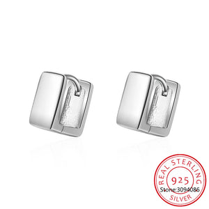 925 Sterling Silver Smooth Hoop Earrings Geometric Punk Fine Jewelry