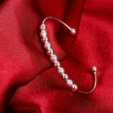 925 Silver Matte Bead Bracelet for Women Wedding Jewelry